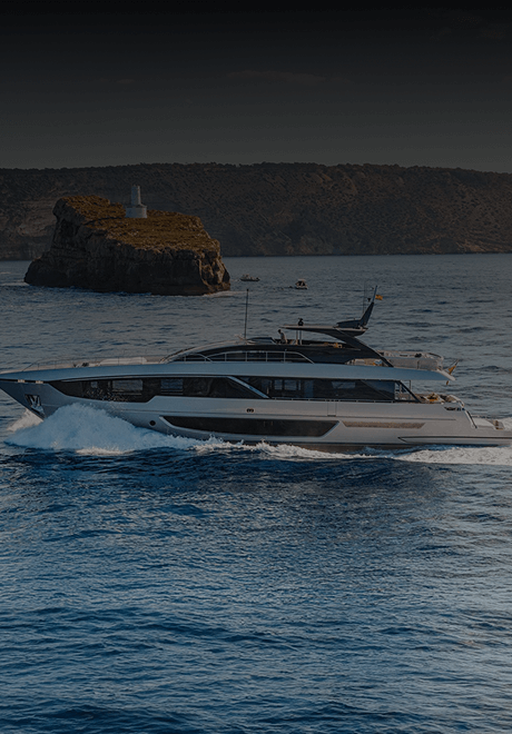 Luxury Riva 110’ Dolcevita superyacht gliding across blue water, captured for Amalfi Jets’ exclusive travel and partner network.