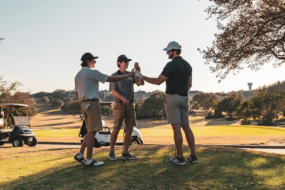 Guests enjoying a relaxed moment together during a private golf experience